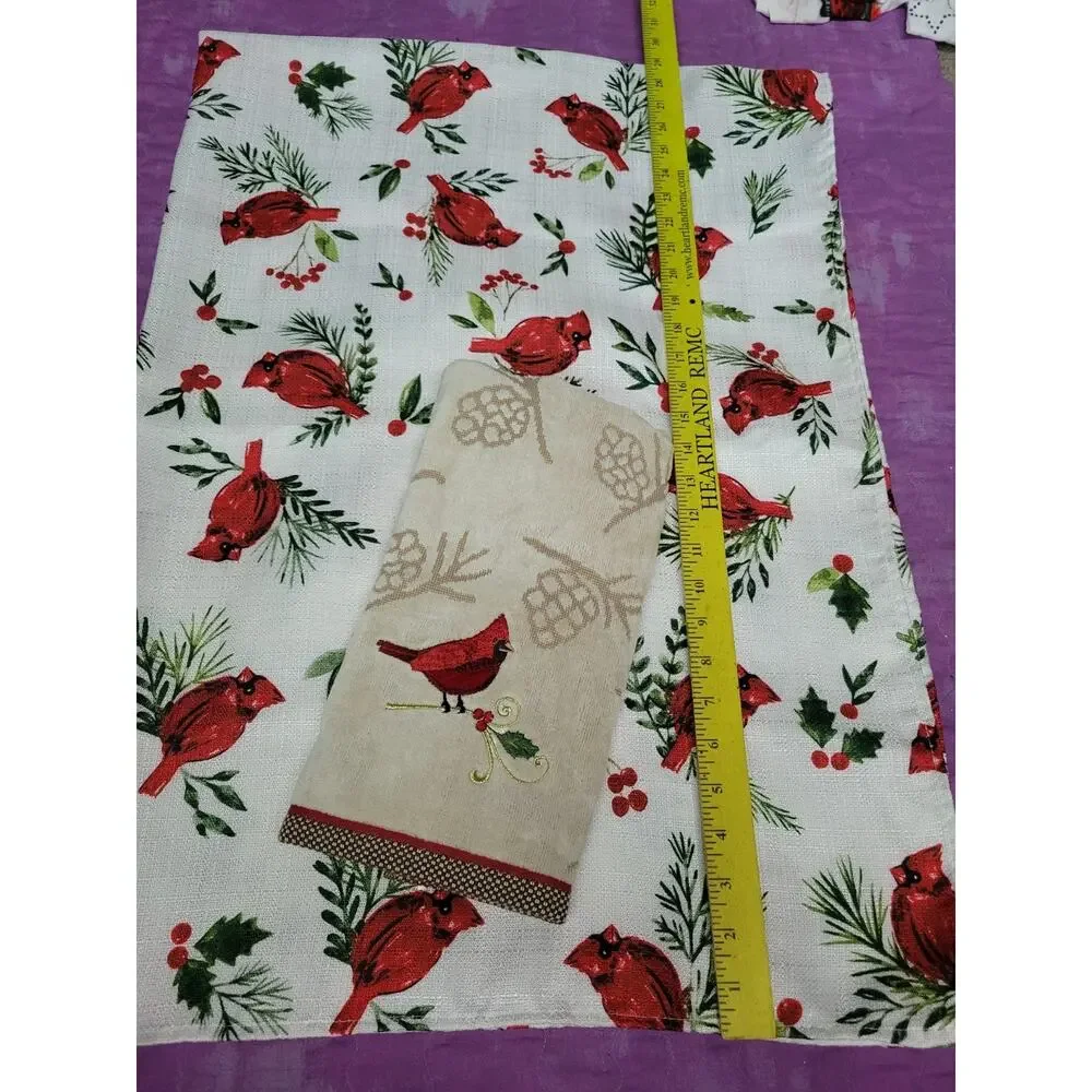 St Nicholas Square Red Cardinals Tablecloth Beautiful & Hand Towel